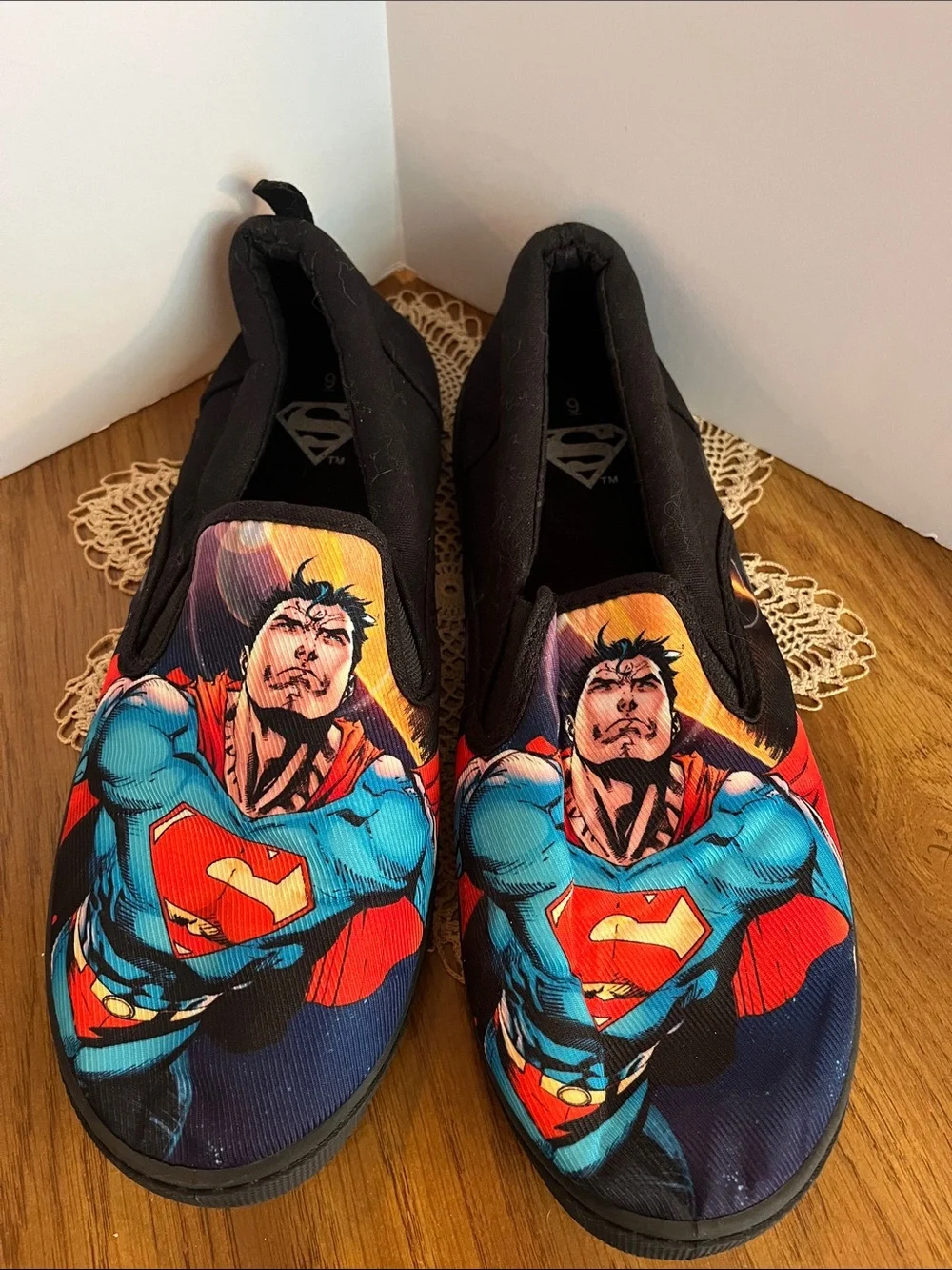 DC Comics Superman Graphic Slip-On Flats in Blue, Red, Black